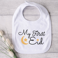 Bavoirs en coton imprimés motif lettre « Mon Premier Ramadan » pour nouveau-né garçon et fille, bavoirs anti-salive pour bébés musulmans, cadeau souvenir islamique