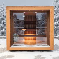Sauna extérieur en bois de cèdre rouge et de pruche avec poêle à pierres chaudes