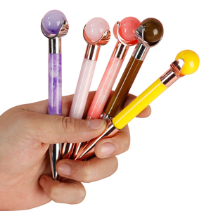 Wholesale Resin & <b>Jade</b> Metallic Retro Style Collection Gift ballpoint pen luxury Facial Massage Tool beauty Massage <b>roller</b> - Product Image 4