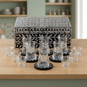 Boîte en bois rectangulaire faite à la main, incrustation florale noire et blanche, boîte de rangement, fournitures pour le Ramadan et l'Aïd, boîte de rangement pour bijoux - Product Image 2