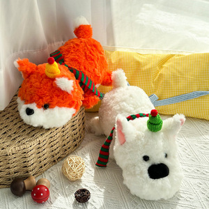 Christmas Cute Blush Scarf Plush <b>Doll</b> Bear Plushies Pendant Ornament Washed Cotton Fabric PP Cotton Lining for Stress Relief - Product Image 4