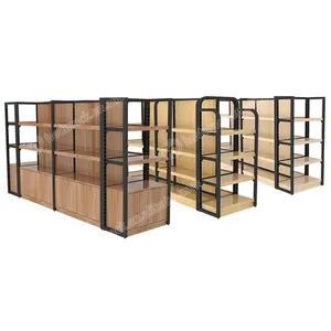 Góndola-estantes de madera para supermercado, sistema de gran calidad, precio de fábrica, a la venta
