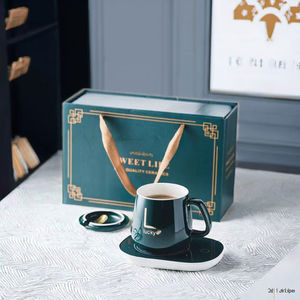 売れ筋USB誘導加熱セラミックマグクラシックサーモスタットコーヒーカップウォーマーセットオフィスデスク用トレイ付き - Product Image 3