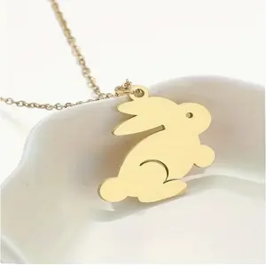 Inspired Jewelry Stainless steel personalized cute rabbit collar bone necklace Stainless steel animal pendant holiday gift