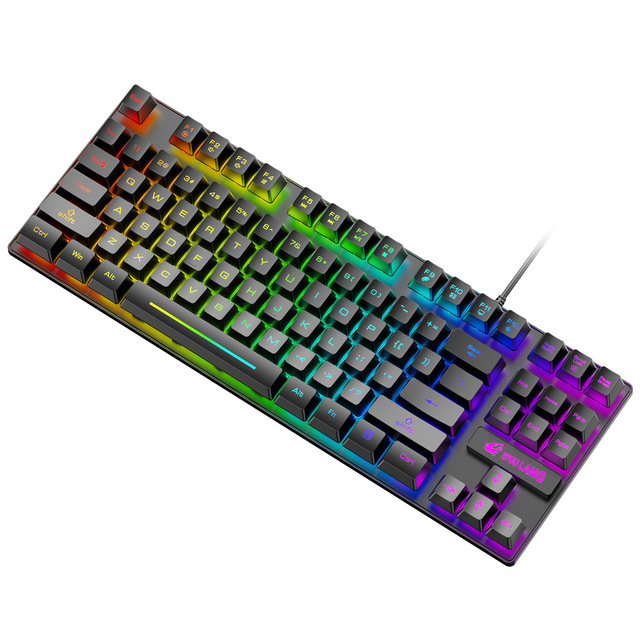 K16 87 Keys PC Keyboard Portable Esports Gaming Keyboard USB Wired Backlit Ergonomics Colorful Computer Accessories