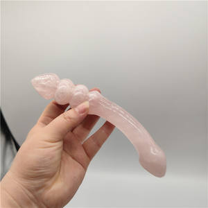 Natürliche Rosenquarz Kristall Anal Perlen Penis <span class=keywords><strong>Dildo</strong></span> Kristall Massage Zauberstäbe - Product Image 6