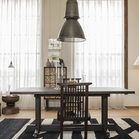 Table à manger en bois massif de style farmhouse moderne pour cuisine, espace de vie, hôtel et salle à manger de villa