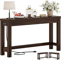 Console étroite moderne Wabi-Sabi de 47 pouces pour entrée, salon, hôtel, villa – Support robuste, montage facile, 2 prises AC + 2 ports USB