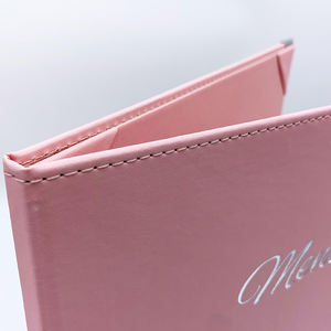 Porte-menu rose en cuir pour café, classeur de menu de restaurant avec coins renforcés, vente en gros - Product Image 5