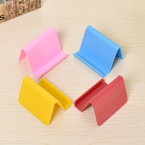 Soporte geométrico portátil para teléfono, soporte de escritorio de plástico para teléfono móvil, amarillo, azul cielo, rosa, rojo brillante - Product Image 2