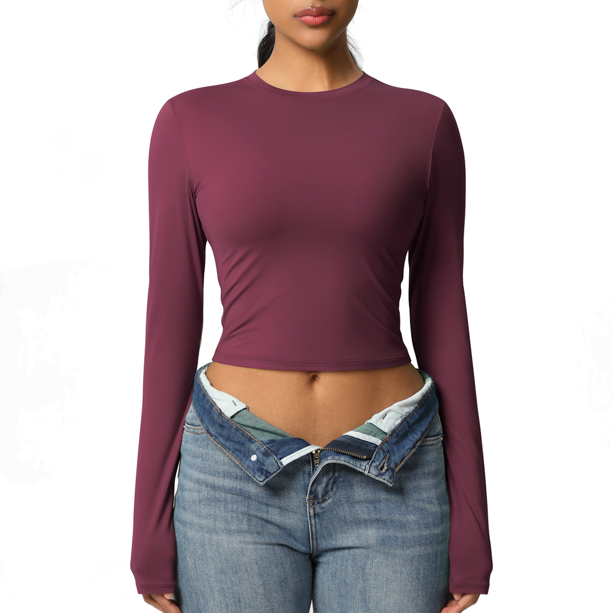 Womens Quick Dry Long Sleeve Compression Yoga Top Breathable Athletic Shirt for Running, Gym, Fitness, Workout