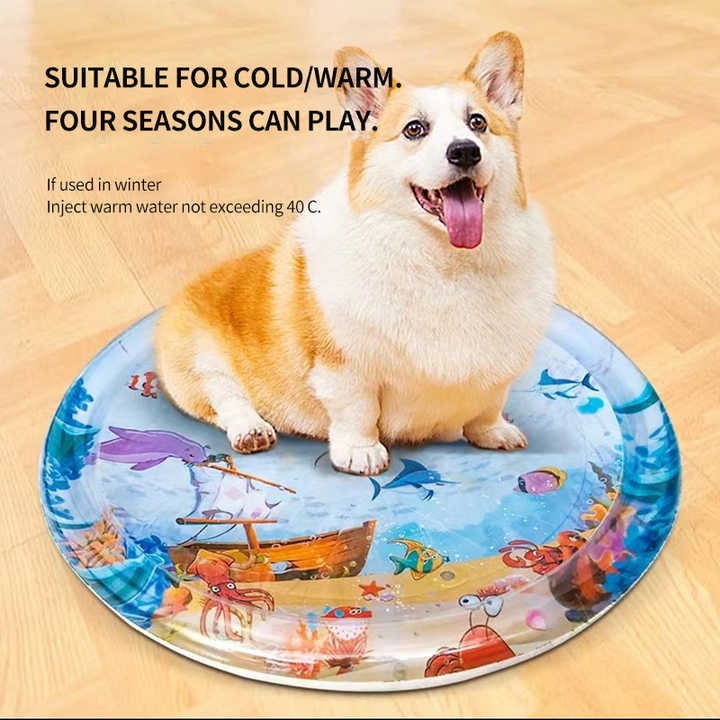 2024 New Sensory Water Play Mat for Cats Water Play Mat for Kids Cool Comfort Inflatable Tummy Time Water Mat