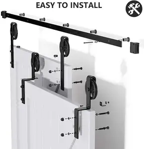 Bi-gấp trượt nhân đôi Barn Door Kit trượt Barn Door ổ khóa trượt đường ray cửa bản lề cho gỗ