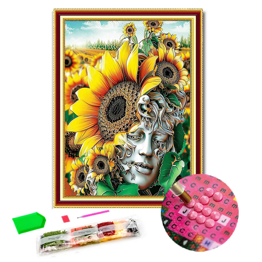 Nieuwigheid Zonnebloem Man Diamond Painting Kit Personaliseren Creatieve Diamond Art Accessoires Met Frame Thuisproducten