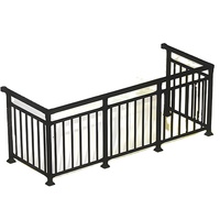 Gril de fenêtre de balcon extérieur moderne Panneaux de clôture de sécurité en fer forgé Treillis de conception 3D en acier galvanisé avec revêtement en bois