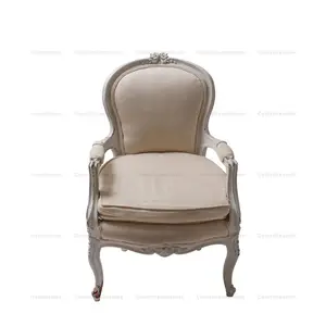Cadeira Estofada em Branco De Madeira de Estilo francês Louis XV Sofá Poltrona