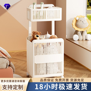 Clothing Organizer <b>Storage</b> <b>Cart</b> 20-35L White Rectangle Standing Type Easy Cleaning Bathroom Laundry Basket - Product Image 5