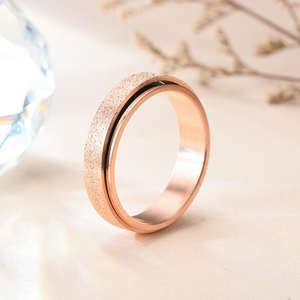 クラシックメンズ女性回転可能フロストフィジェット不安指リングポリクロームタングステンステンレス鋼スピナーリング - Product Image 2