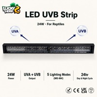 LuckyHerp JX-L24 Lampe UVB spirale 24W écologique en ABS noir à spectre complet pour terrariums de reptiles (serpents et lézards)