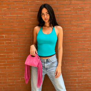 Top Halter con Bloques de Color y Cuello en U para Mujer, con Tirantes Trenzados, Sin Mangas, Ajuste Delgado, Ropa de Playa Casual de Verano 2026 - Product Image 3