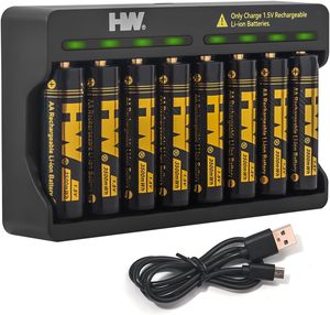 8in1 Bộ <span class=keywords><strong>AA</strong></span> LR6 1.5V 3500mwh <span class=keywords><strong>lithium</strong></span> có thể sạc lại Ion pin với bộ sạc <span class=keywords><strong>14500</strong></span> hình trụ pin <span class=keywords><strong>lithium</strong></span> gói - Product Image 1