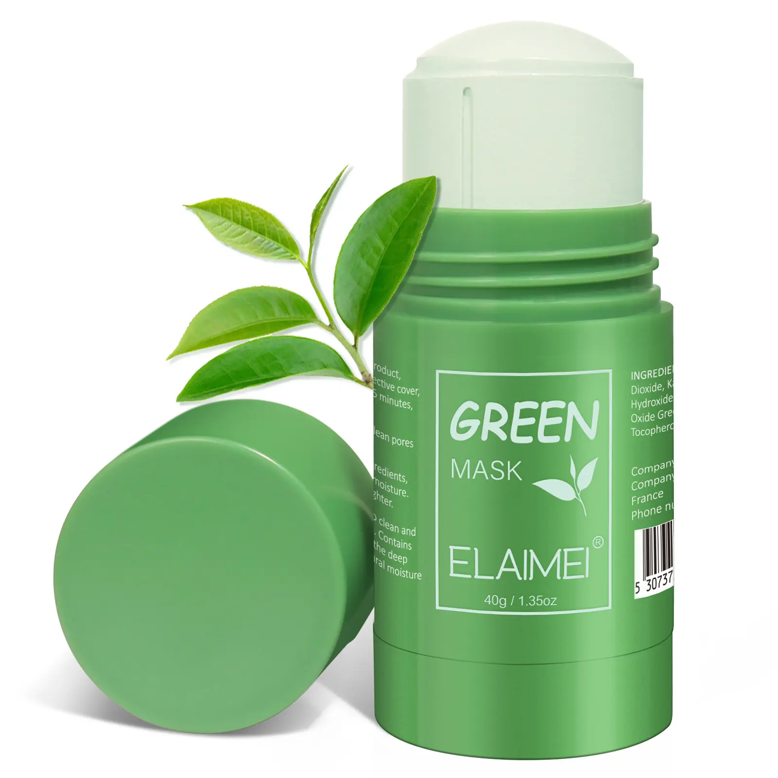 ELAIMEI private label green tea mud film,skin care nourishing whitening moisturizing cleansing green tea mud clay facial mask