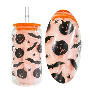 16Oz Uv Printing Halloween <b>Drinking</b> Can Glasses With <b>Plastic</b> Lid and Straw for Ice Coffee Soda Pop Beer Wine <b>Cup</b> - Product Image 2