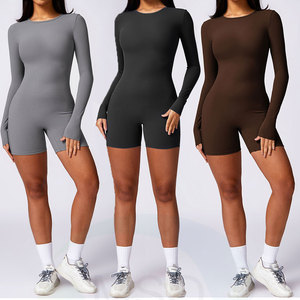 Ropa deportiva para mujer, conjuntos de gimnasio, cuello redondo, manga larga, ropa deportiva de una pieza, Fitness, <span class=keywords><strong>espalda</strong></span> sagrada, Sexy, <span class=keywords><strong>Mono</strong></span> de Fitness con glúteos - Product Image 3