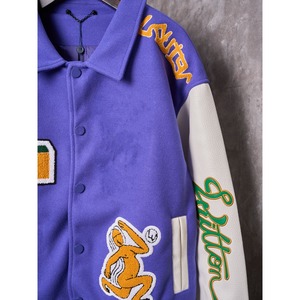 Chaqueta Varsity Vuitton Morada con Bordado de Grafiti Louis L V para Hombre, Chaqueta Bomber - Product Image 4