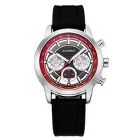 Jam Tangan Kasual Pria Kuarsa Chronograph Tachymeter Dial Penunjuk Tali Silikon Casing Aloi Tahan Air Kalender Timer S9865G