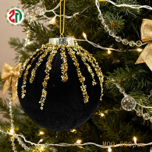 Boules <span class=keywords><strong>de</strong></span> Noël, décorations d'arbre <span class=keywords><strong>de</strong></span> Noël noires <span class=keywords><strong>et</strong></span> dorées, ornements rustiques en ficelle <span class=keywords><strong>de</strong></span> jute en soie incassable, ficelle dorée - Product Image 1