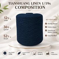 Fil de lin Tianshuang 19s confortable et léger, 12 % lin, 36 % lyocell, 52 % acrylique, pour châles et étoles, idéal pour l'automne