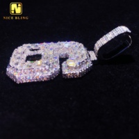 Fabricant de bijoux personnalisés, pendentif personnalisé avec numéro, 6 diamants baguette, pendentif en moissanite, bijoux glacés, chaîne cubaine, hip hop, rock