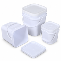 Seau en plastique PP carré de qualité alimentaire ZEDA, durable et personnalisé, 5L/10L, avec couvercle et poignée, utilisé pour le stockage des aliments