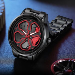 Super <span class=keywords><strong>Jante</strong></span> De Voiture Spinning Montre Homme 42mm 360 Roue Cadran Rotatif Bracelet En <span class=keywords><strong>Acier</strong></span> Inoxydable Montre-Bracelet Étanche Montres À Quartz Horloge - Product Image 6