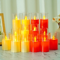 Bougies LED Pilier Économiques en Plastique PS à Piles, Flamme Dansante Balle, Option Mariage et Décoration de Fête