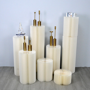 Mesa cilíndrica plegable para postres, columna romana de papel kraft, decoración para bodas, soporte de exhibición para fondo. - Product Image 2