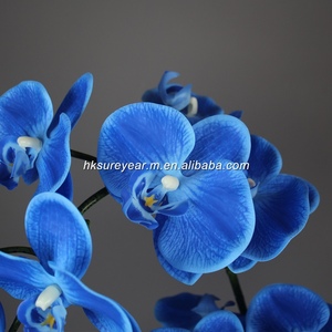 กล้วยไม้ฟาแลนนอปซิสประดิษฐ์สัมผัสเหมือนจริง ขนาด 92 ซม. 9 หัว สีฟ้า แบบก้านงอได้ สำหรับตกแต่งงานแต่งงานหรูหราและบ้าน - Product Image 6