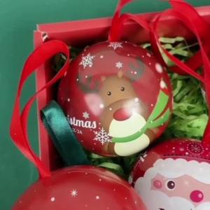 Boîte d'emballage de Noël en fer de luxe personnalisée en gros avec forme circulaire et boules métalliques - Product Image 5