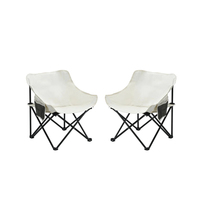 Chaises de jardin pliantes portables en acier au design moderne et en tissu polyester, ensemble de 2 meubles d'extérieur avec sac de transport