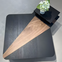 Table basse italienne de luxe en olivier massif, patchwork, durable, écologique, moderne, carrée, pour salon