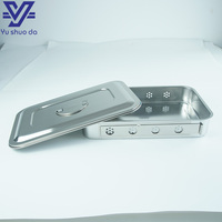 Conteneur de stérilisation autoclavable en acier inoxydable avec poignée, plateau chirurgical perforé, couvercle verrouillable pour instruments de laboratoire