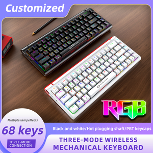 Teclado inalámbrico para juegos RBG de 68 teclas Teclado mecánico de tres modos con interruptor de té rojo cian para deportes electrónicos en computadora portátil o tableta - Product Image 2