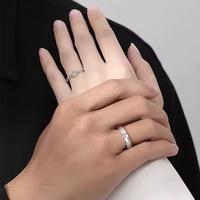  Bagues de couple motif rose en argent sterling S925 pour homme et femme, une paire, style Instagram, cercle simple, luxe léger, niche