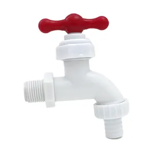 Hot selling white plastic water nozzle 4 points 6 points plastic faucet garden outdoor 3/4 big mouth plastic faucet