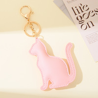 Porte-clés chaton assis en cuir PU, mignon et adorable, accessoire de sac, cadeau pour femme