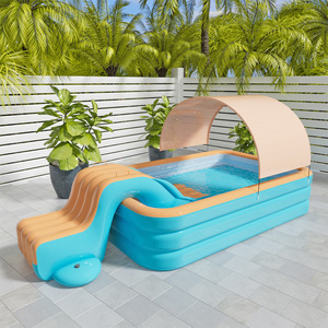 Piscine gonflable transfrontalière <span class=keywords><strong>pour</strong></span> enfants avec toboggan, épaissie, grande, d'extérieur, avec parasol et protection solaire <span class=keywords><strong>pour</strong></span> bébé - Product Image 1