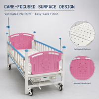 Lit d'hôpital pour enfants en acier inoxydable, manuel, à double manivelle, avec barrière de sécurité, pliable et mobile