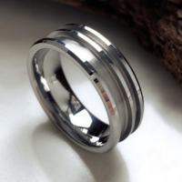 Großhandel Trendiger Roségold Wolfram Blanko-Kern Unisex Ehering mit Anpassbarem Einlege-Design 2,5mm Doppelrillen Gewölbter Komfort-Fit DIY