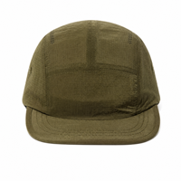 Casquette de sport d'extérieur imperméable à 5 panneaux avec logo personnalisé, en nylon Ripstop perforé au laser, avec cordon de serrage élastique
